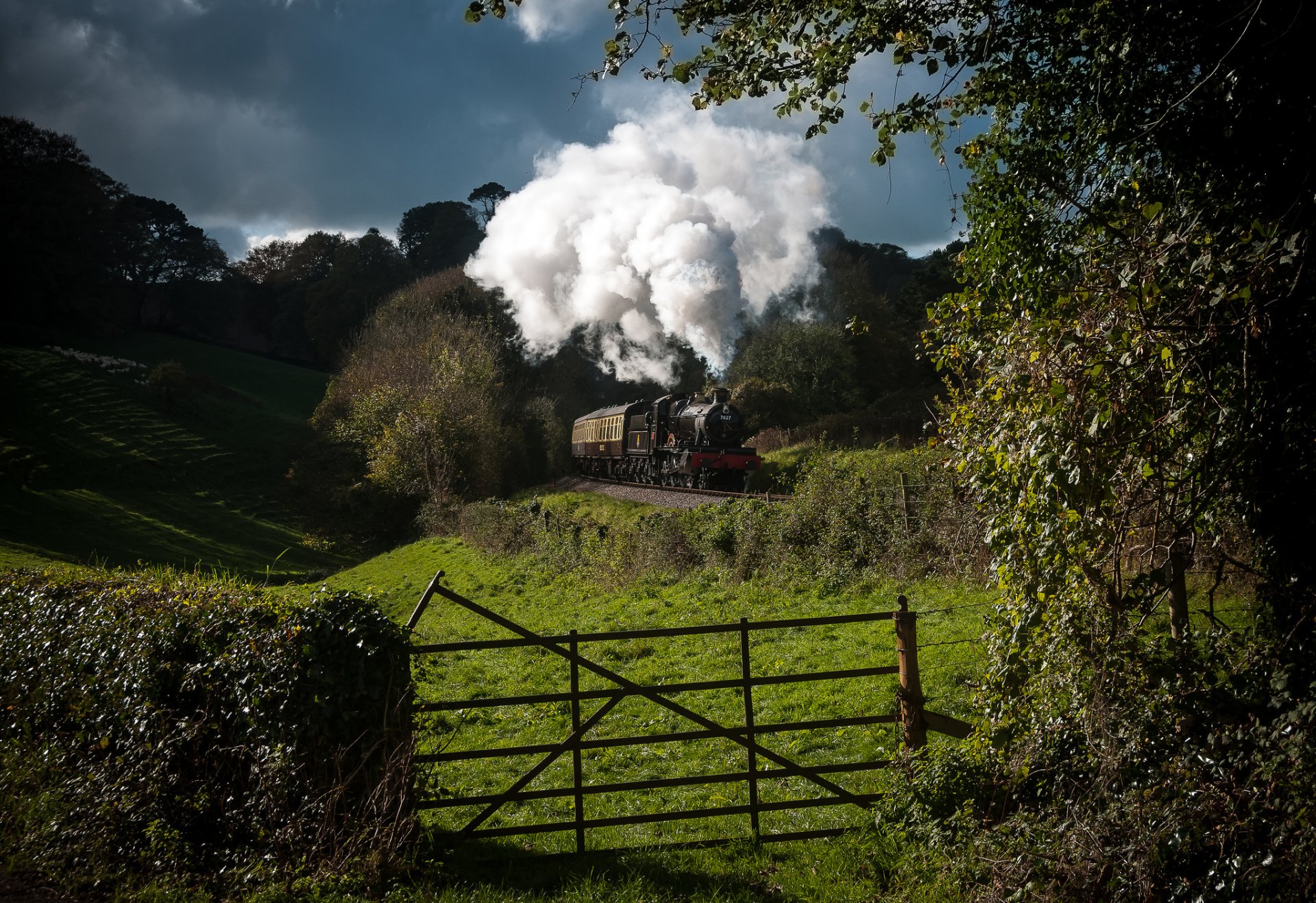 tren locomotora de vapor humo vagones naturaleza