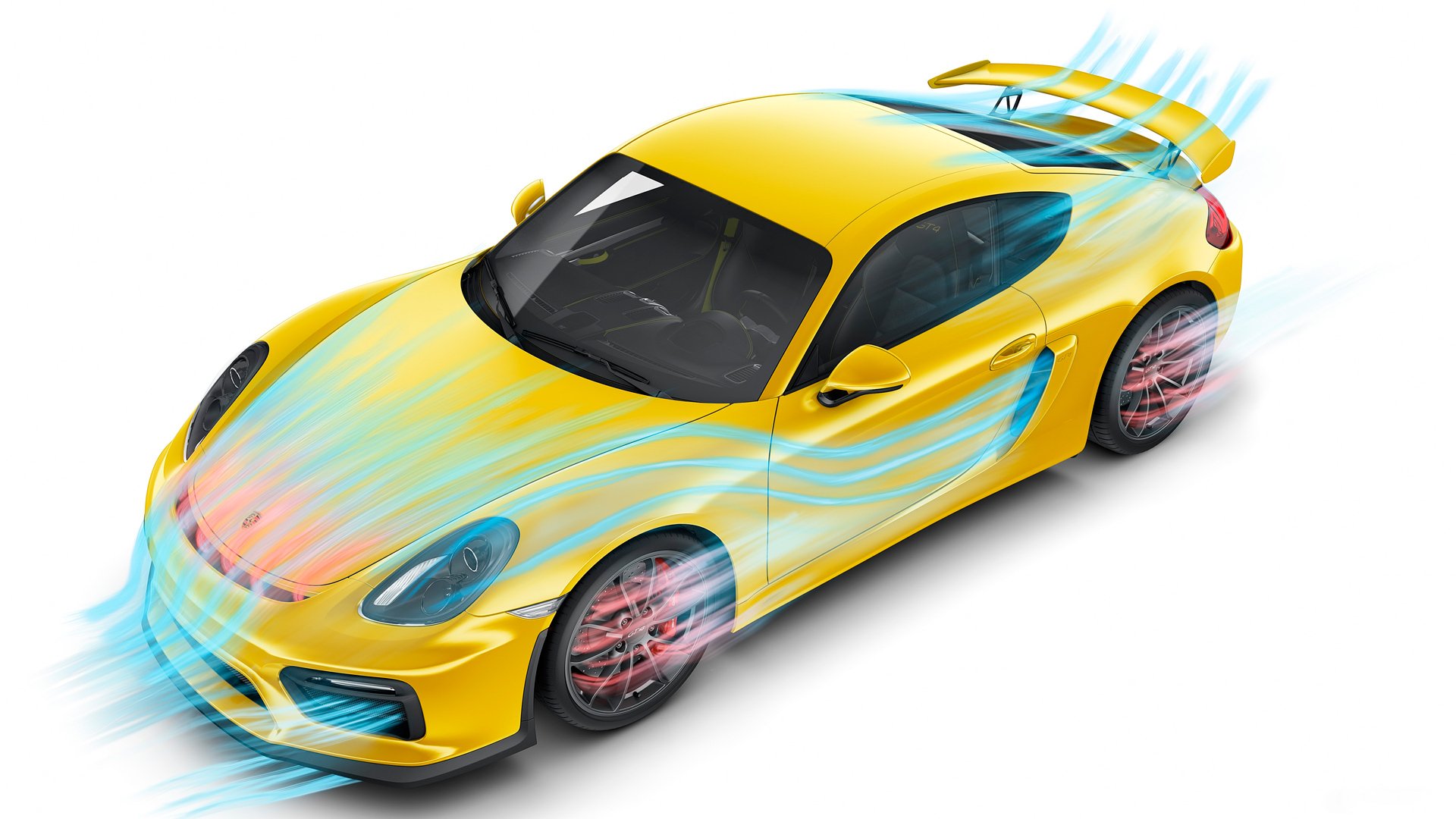 porsche cayman gt4 yellow aerodynamic test