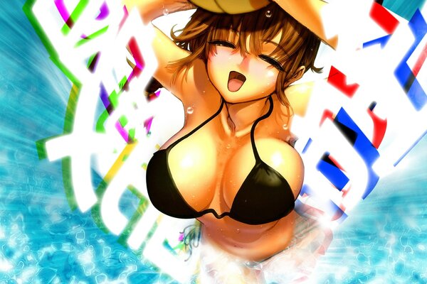 Busty Mädchen, anime, Meer