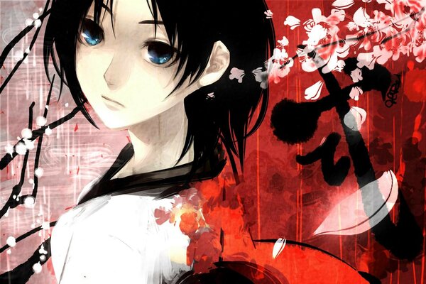 Girl and sakura anime beautiful