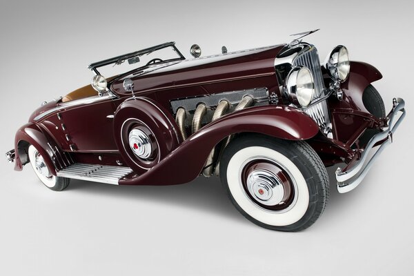 Картина бордового кабриолета 1935, duesenberg, j 530/2563