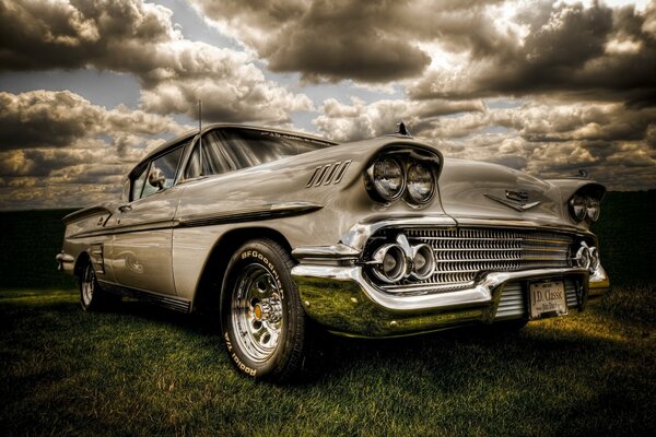 Classic American car in white