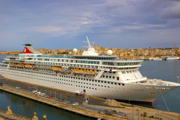 A huge passenger liner at the pier