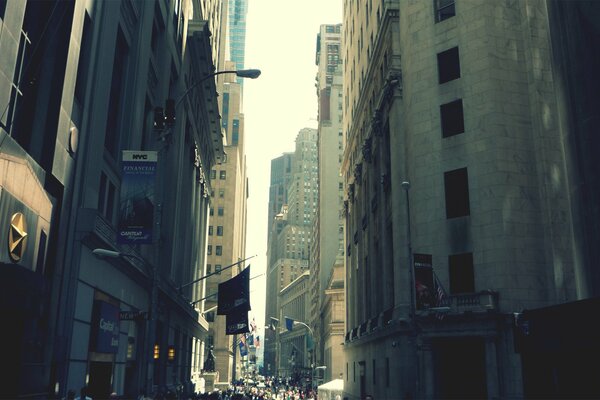 The narrow street of the metropolis in New York