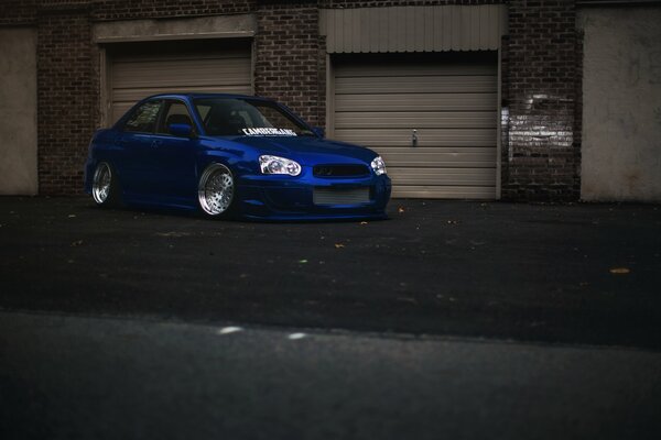 Blue Subaru impreza tuning