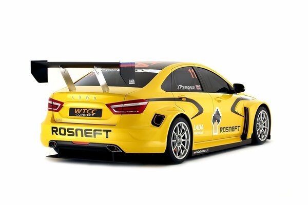 Sports car with Rosneft advertising