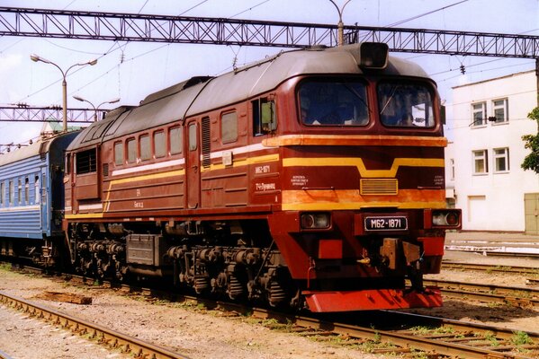 Diesel locomotive at the railway station