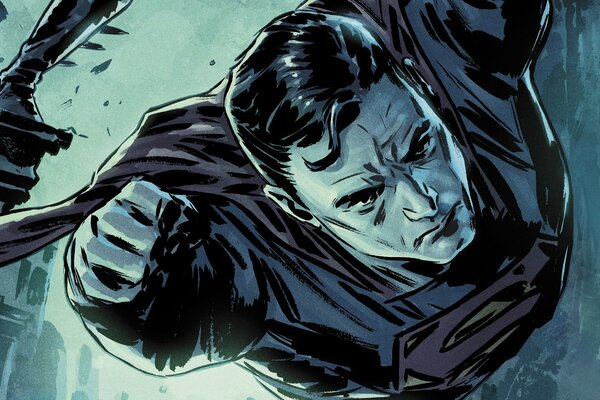 Images dessinées à la main de Superman en vol