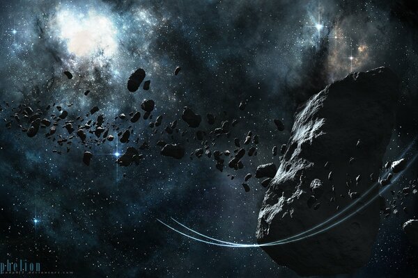Метеоритный поток в космическом пространстве