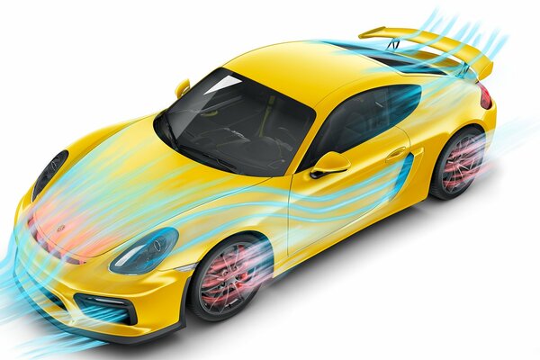 Voiture jaune porsche cayman gt4