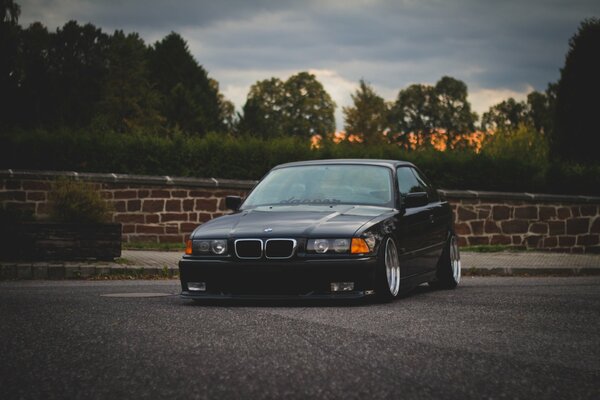 Old-school BMW of the third series on the road