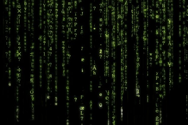 film Matrix économiseur d écran noir avec des symboles