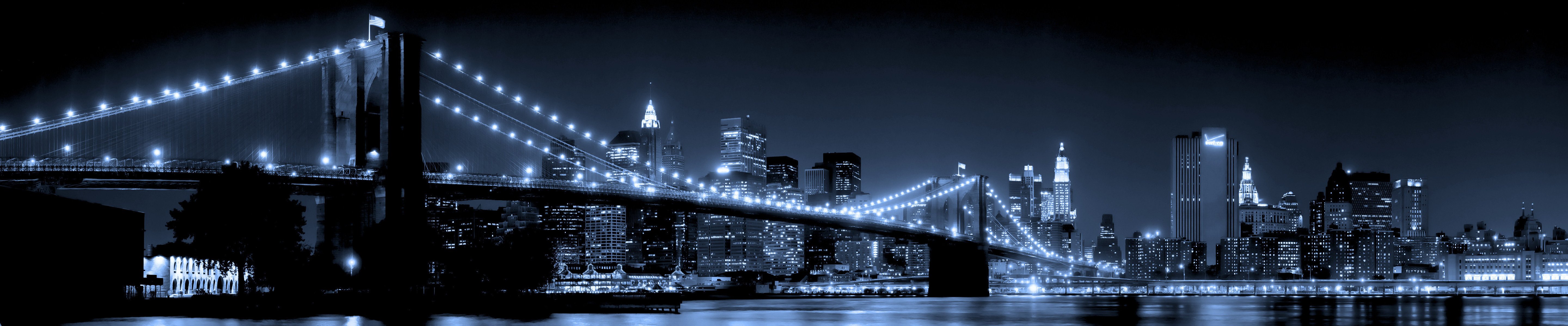 new york brooklyn bridge ville ville nuit lumières pont eau gratte-ciel ciel nocturne lumières de la ville