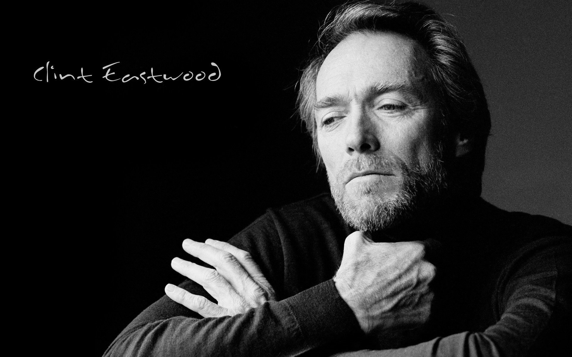 film director film producer clint eastwood actor composer clint eastwood portrait look eyes face black and white