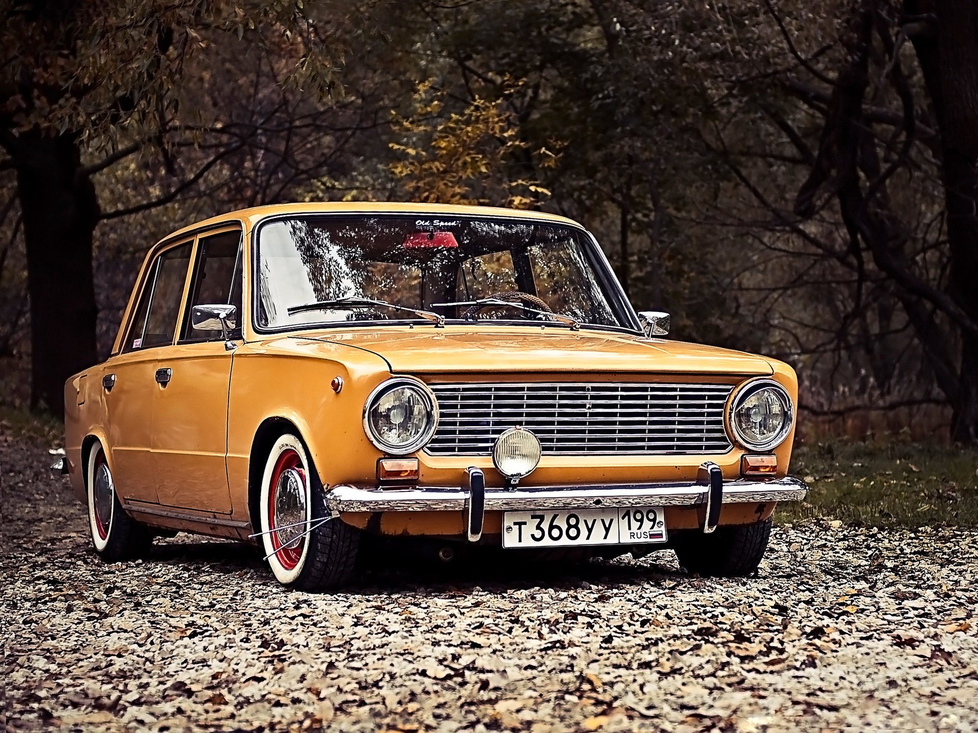 vaz zhiguli 2101 tuning auto koła droga liście tło grosz retro jesień liście samochód krajowy park żółte auto samochód samochody transport pojazd