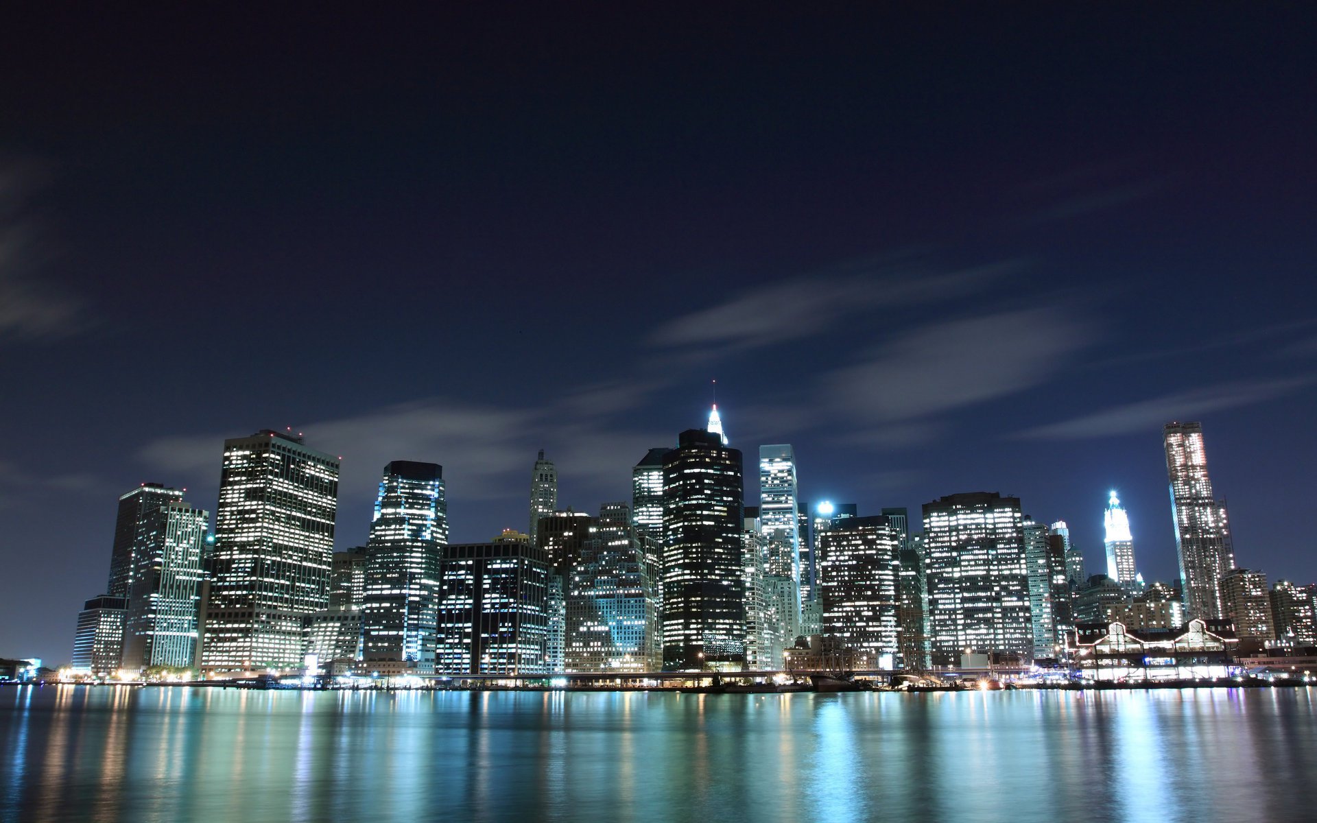 cities houses night water lights light skyscrapers ocean sea view country countries usa states america usa night sky city light