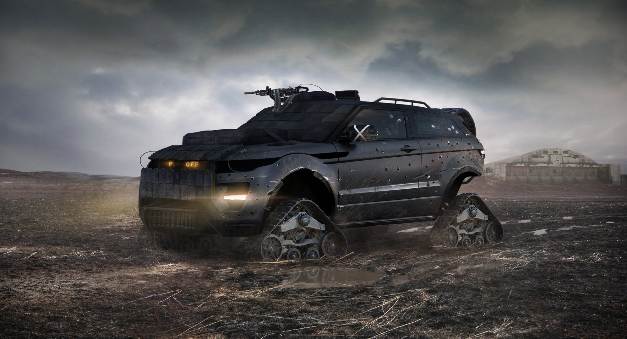 land rover range rover evoque post-apocalypse armure dommages chenilles