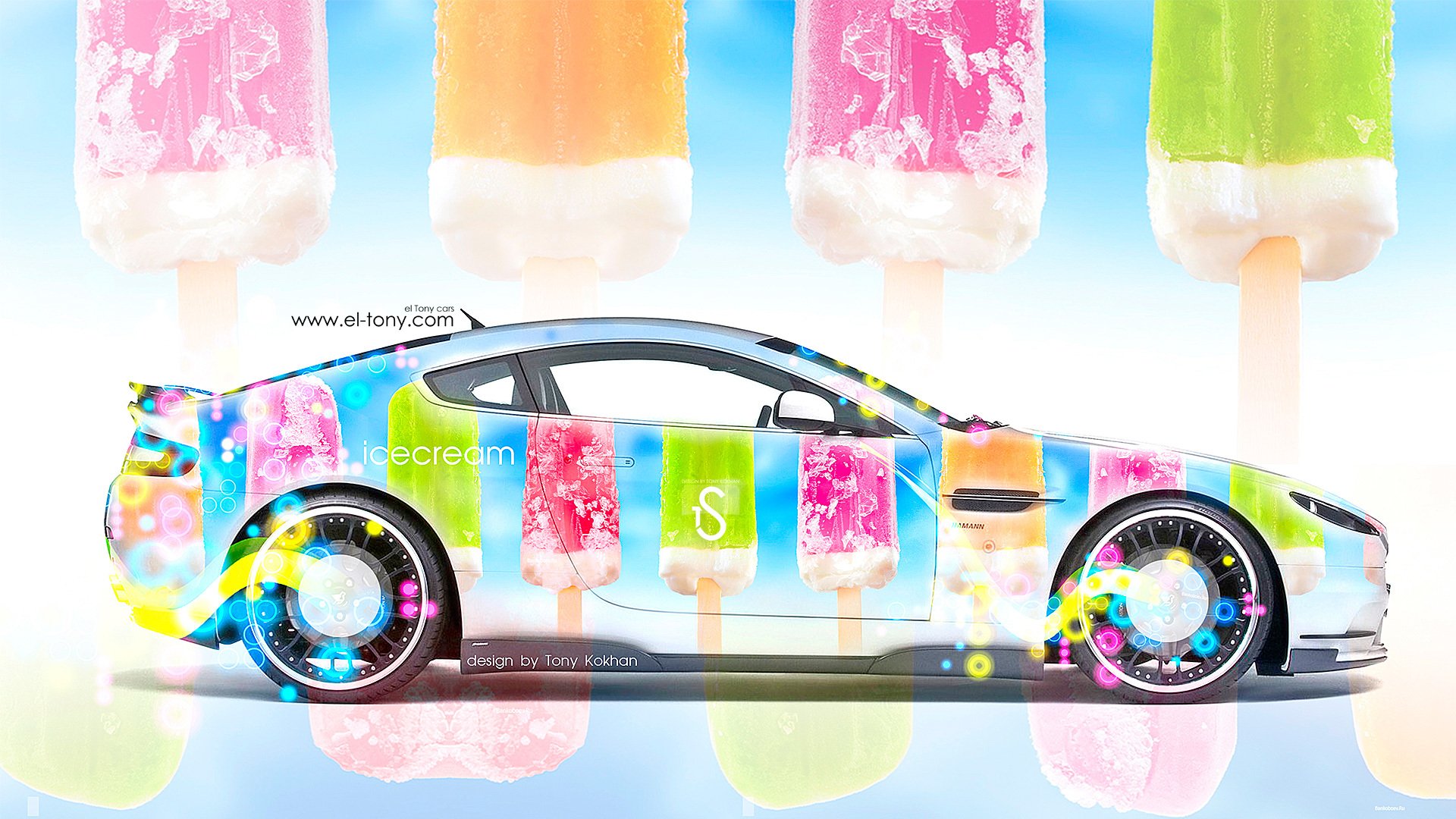 tony kohan aston martin side ice cream multicolors airbrushing car food glamour el tony cars wallpaper design art style aston martin ice cream multicolored auto multicolored car side view art 2014