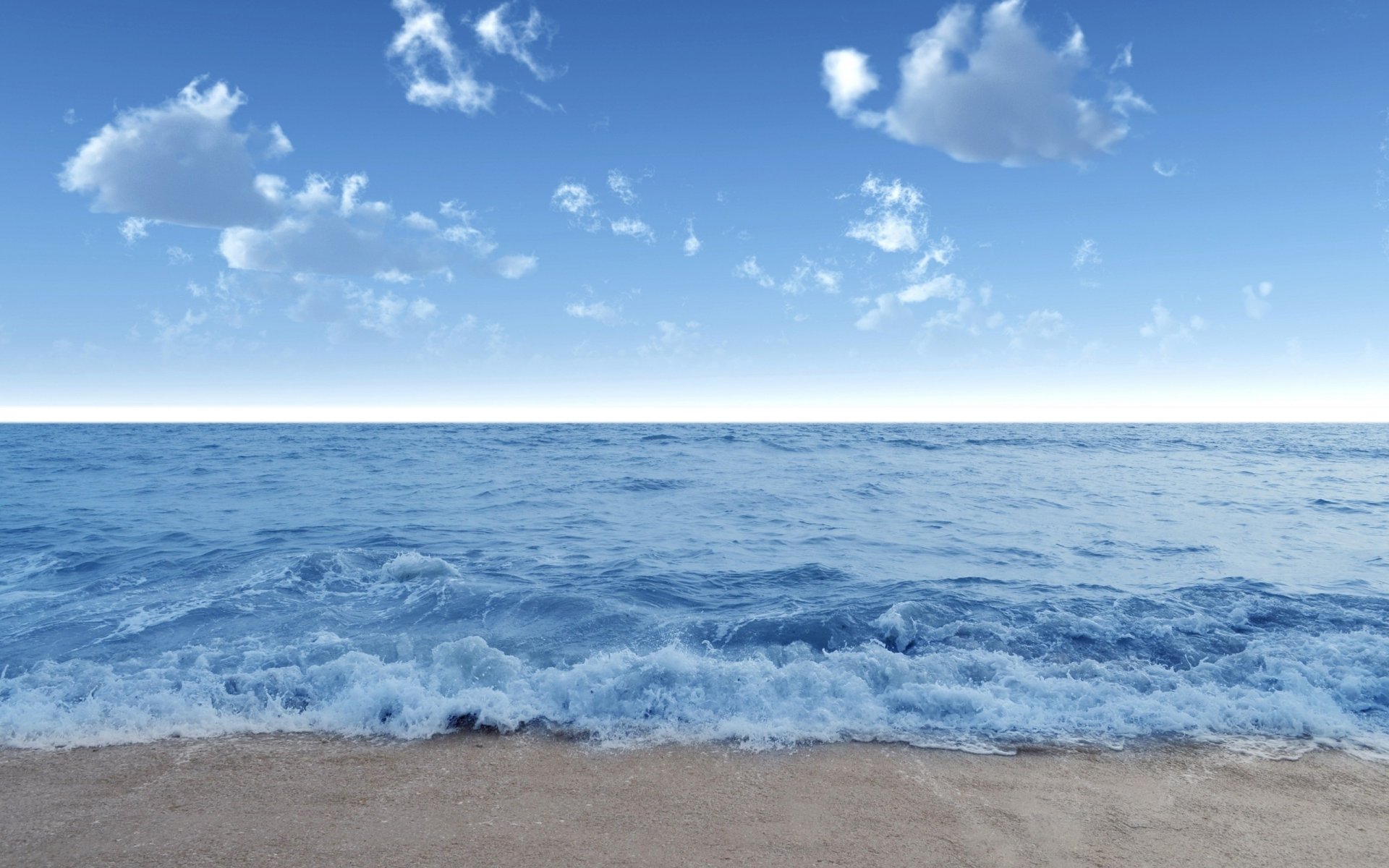 mer vagues vague eau côte plage sable ciel bleu nuages été paysage nature horizon