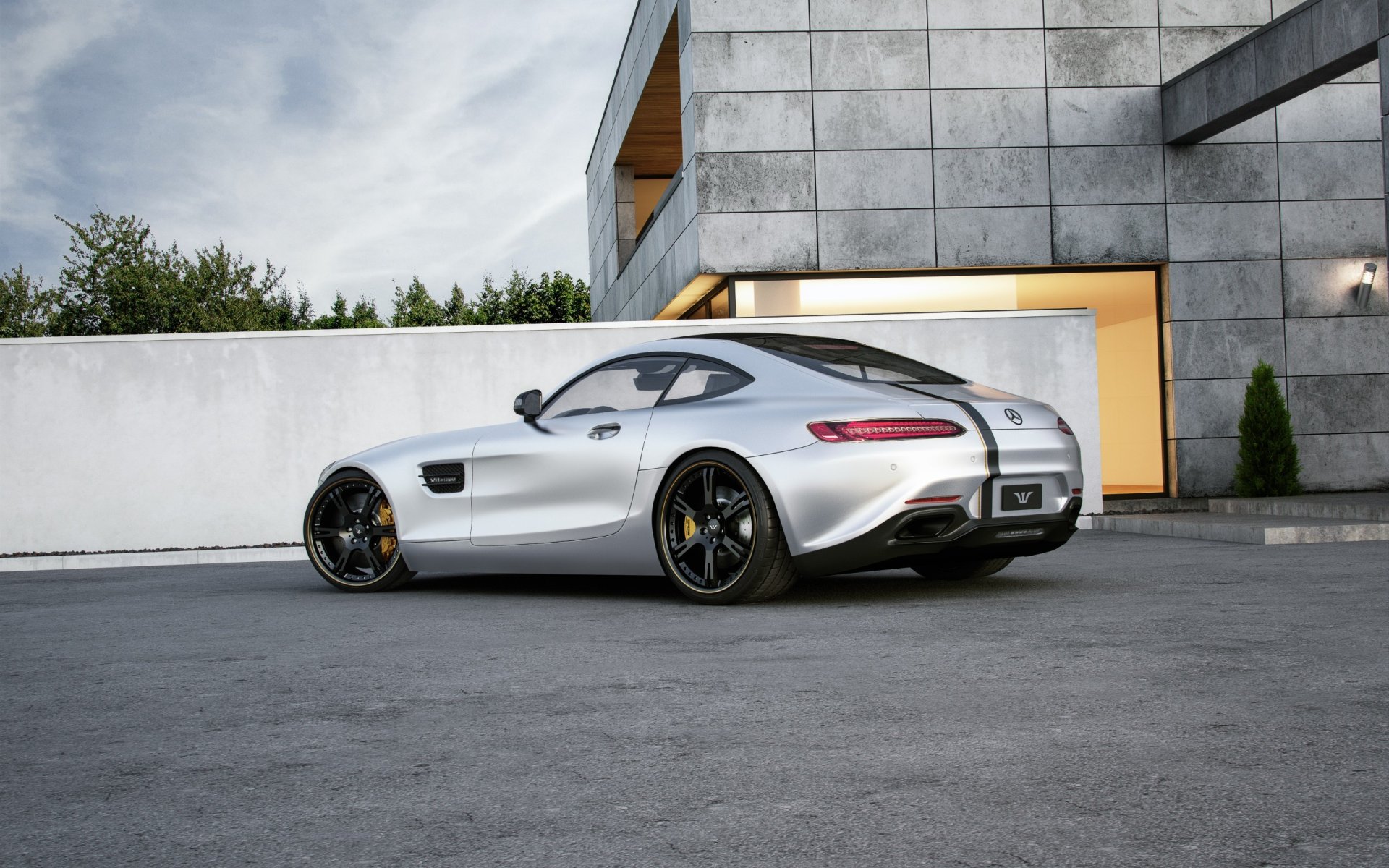 mercedes-benz amg gt tuned wheelsandmore 600hp серебряный сзади