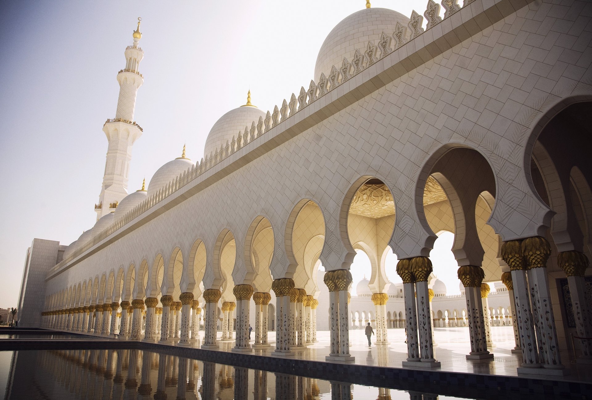 abu dhabi minaret abu dhabi meczet szejka zayeda łuki plac kopuły religia