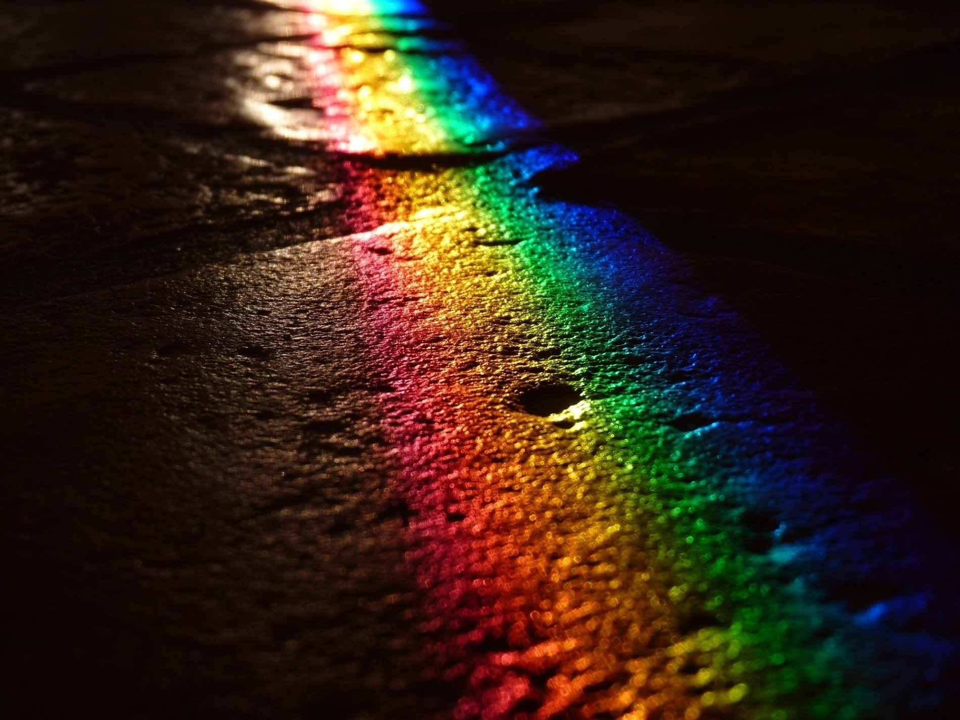 night road pavers light color rainbow color stain