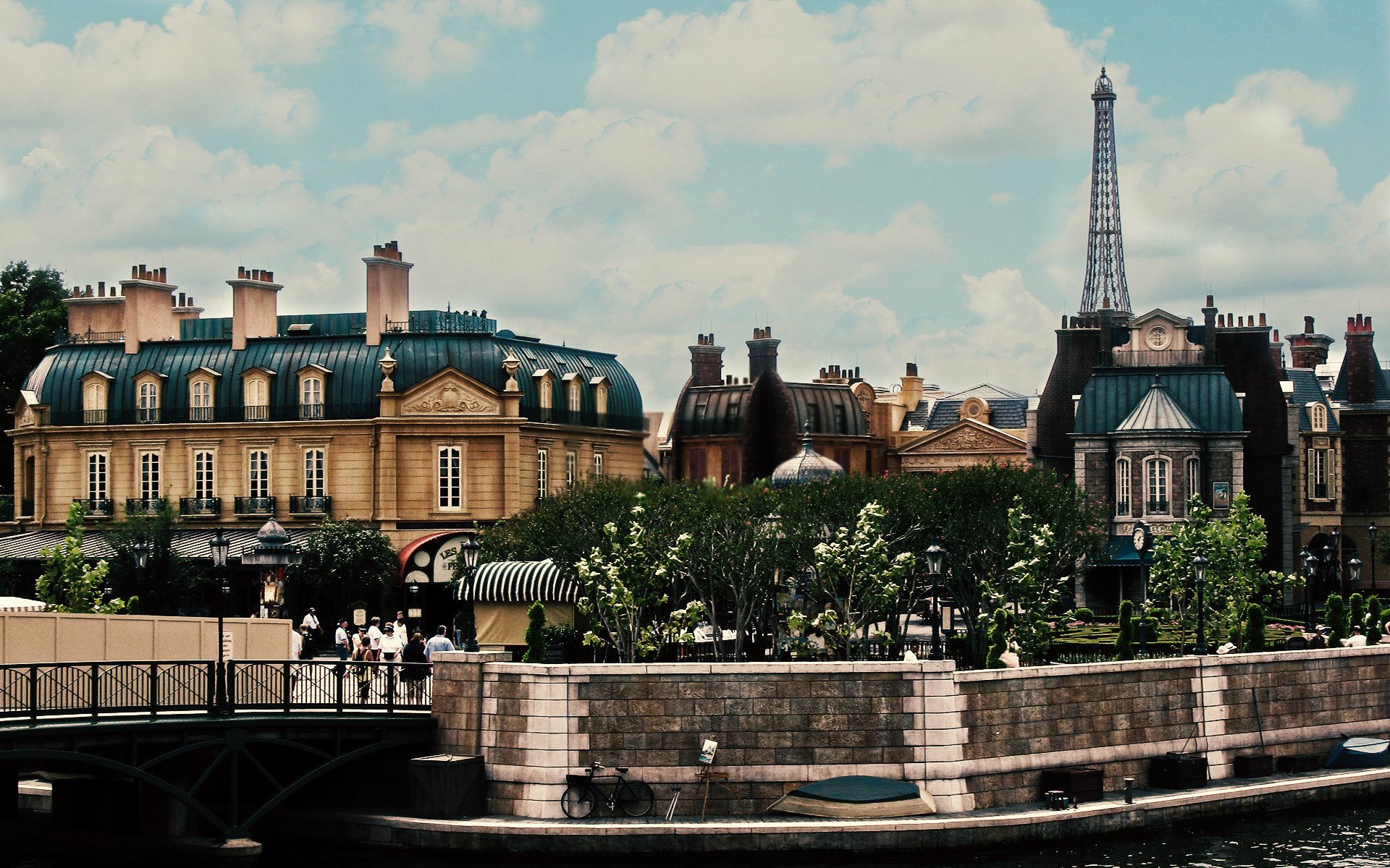 city houses buildings streets parks trees embankment people france france paris paris sky clouds eiffel tower architecture tower