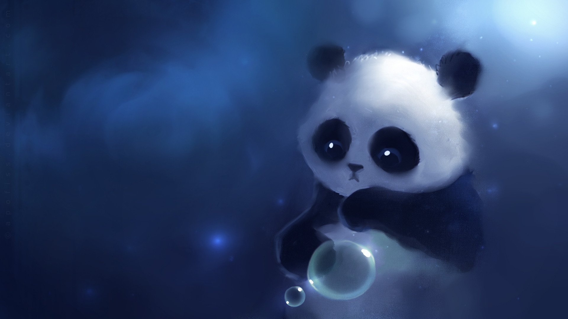 panda mirada bola figura apofiss burbujas tristeza osos muñecas dibujos anime