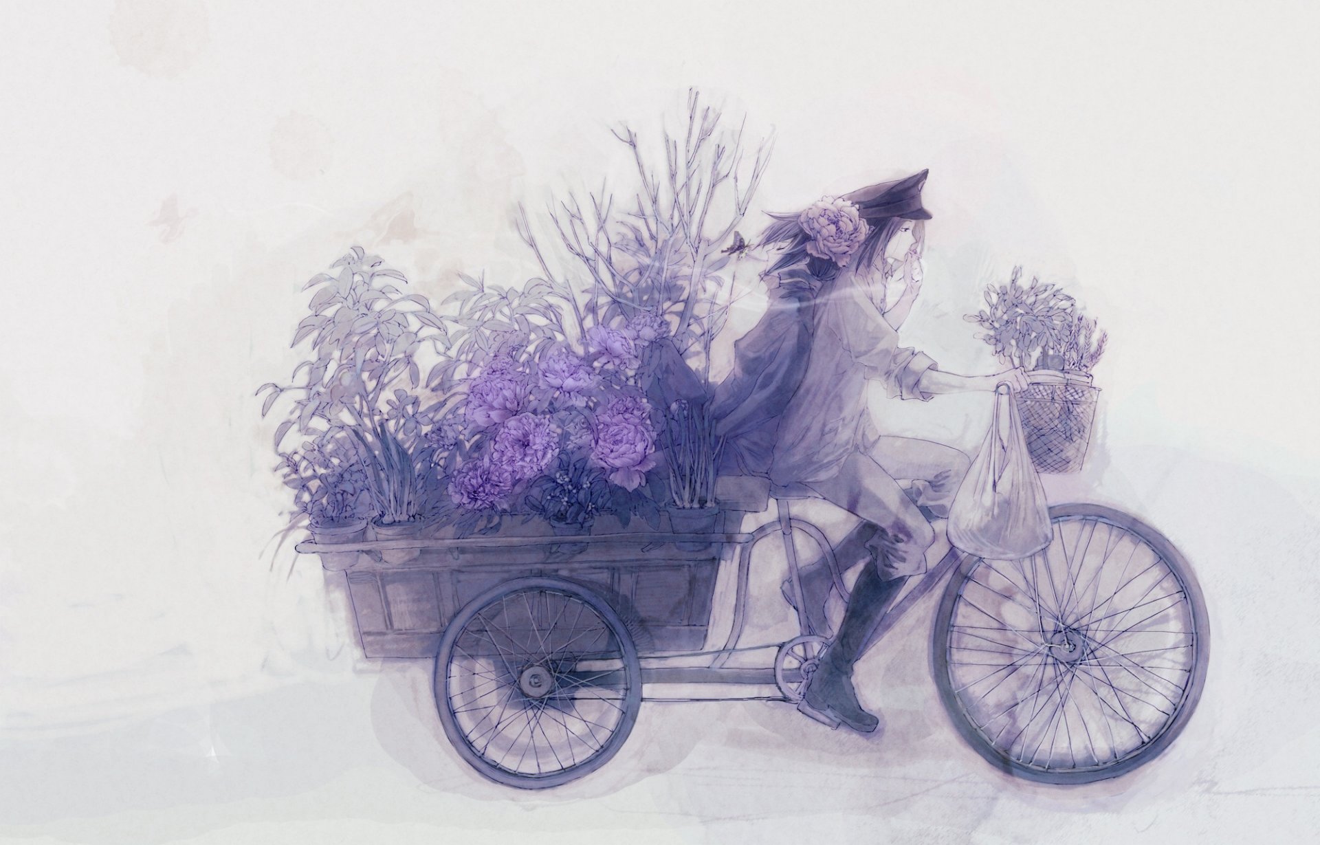 anime fleurs vélo-a garçon vélo chariot filles-a fleurs-a dessins