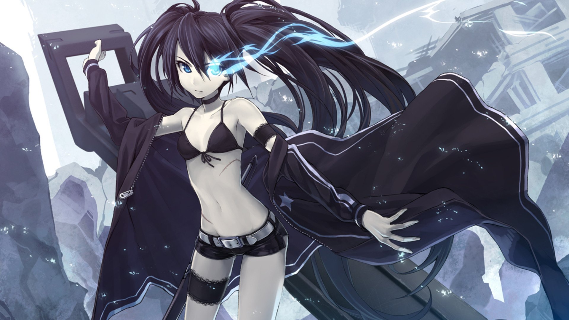 anime shinobu yoshioka black rock shooter mato kuroi black rock shooter mädchen-a gesicht-a augen-a zeichnungen