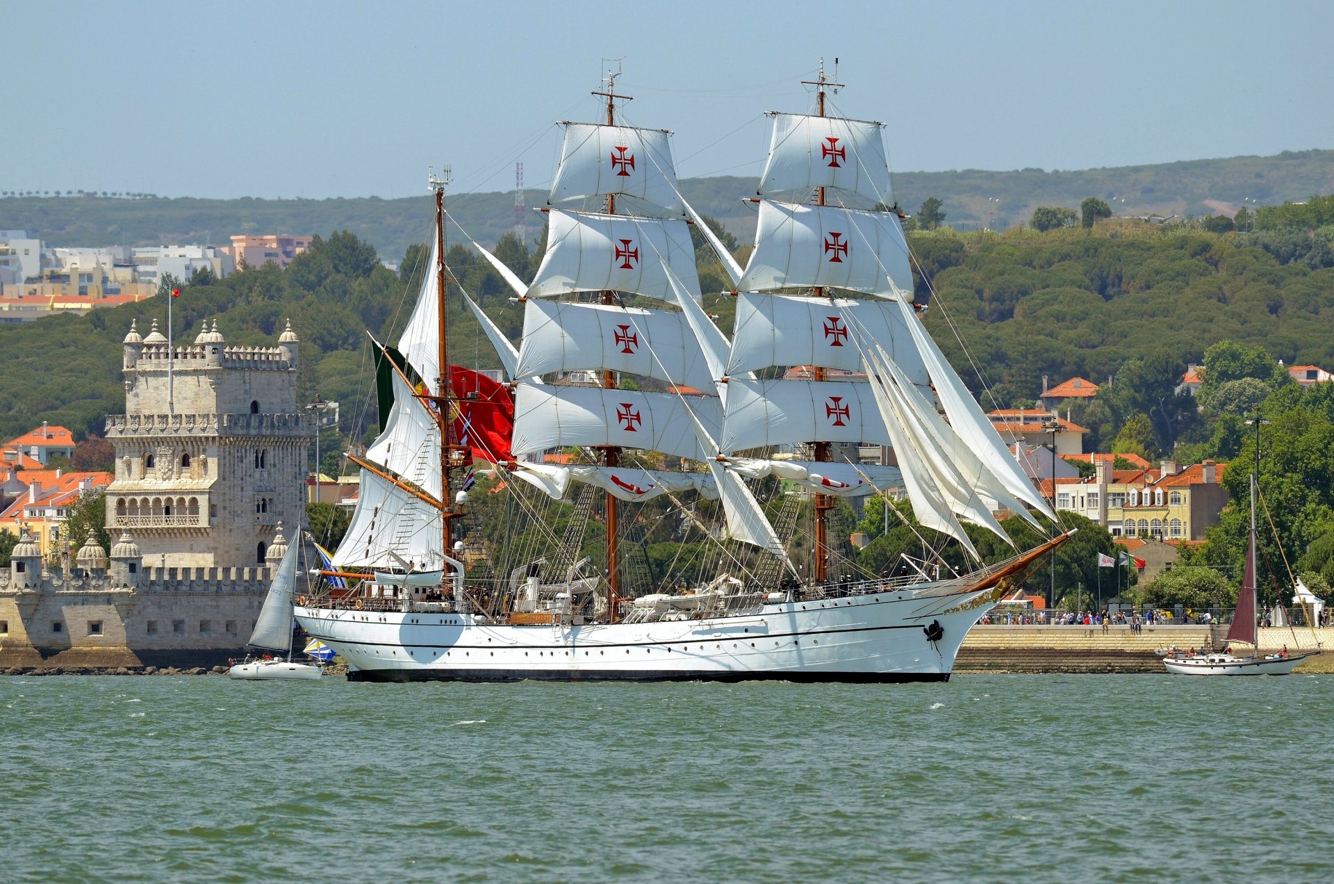 nrp sagres iii sagres lisbon portugal tagus river belen tower tagus river sailboat bark yachts river