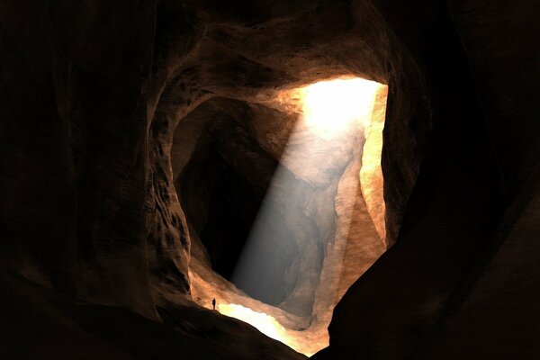 Lumière du soleil dans la grotte