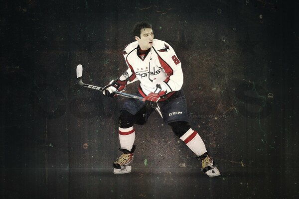 Hermoso jugador de hockey en una foto procesada para una revista