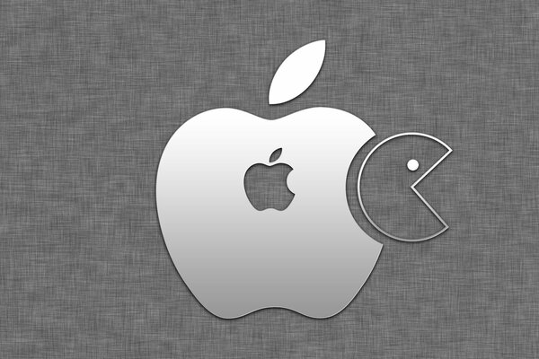 Logo apple z którego wyłania się pacman