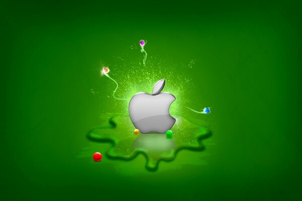 Logo apple na zielonym tle