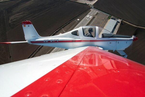 View from the red wing of the plane