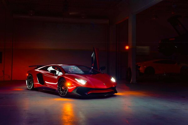 Picture of a red lamborghini aventador lp 750-4 car