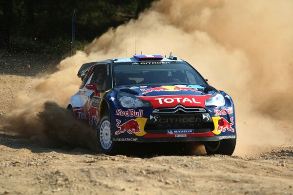 Citroen rally car skidded during the race