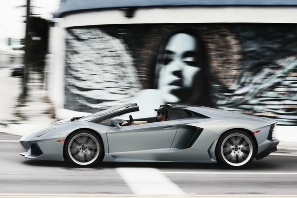 Lamborghini advent advent ador on graffiti background