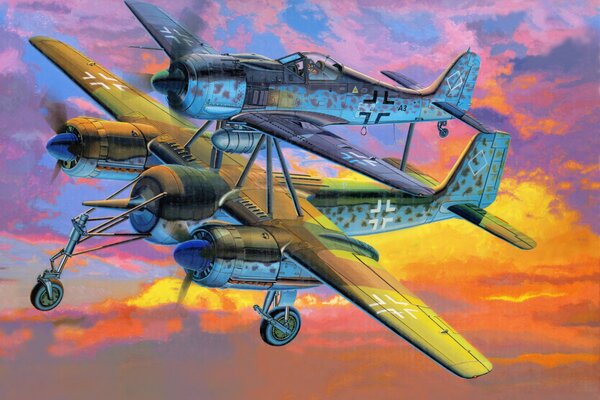 Art picture drawing of focke wolf helicopter