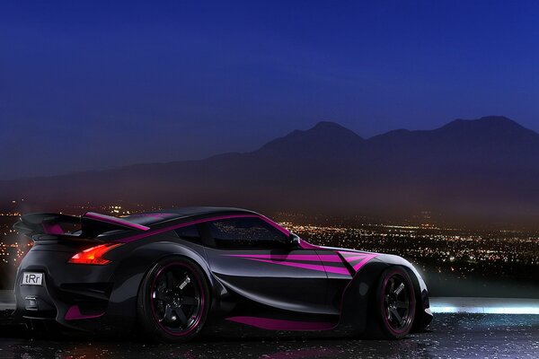 Nissan sports car on style at night