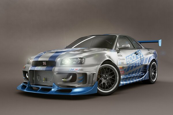 Nissan Skyline Auto Tuning. Ausstellung von Autos mit Airbrush