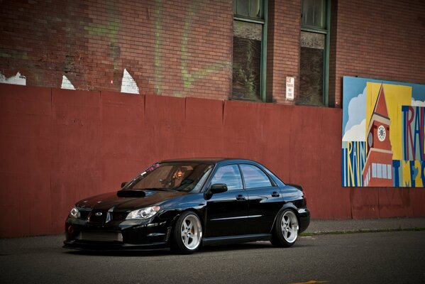 Black tuned Subaru impreza