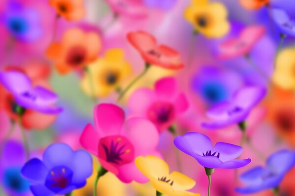 Petites fleurs colorées lumineuses