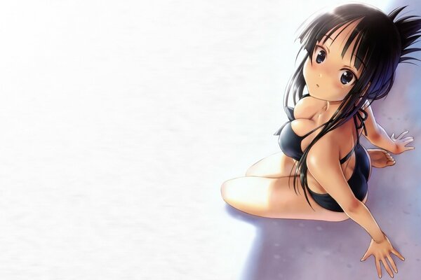 Girl in a swimsuit anime drawing