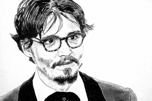 Image en noir et blanc d un homme à lunettes