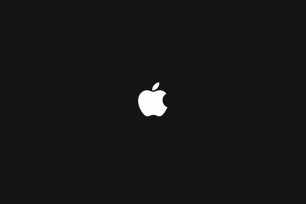 Weißes Apple-Logo auf schwarzem Hintergrund