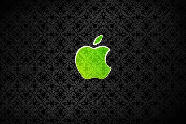 Apple-Markenlogo auf schwarzem Hintergrund