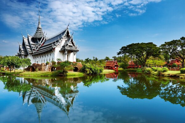 Chinese Palace on the lake shore