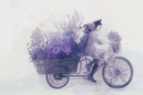 Bicycle with flowers romance